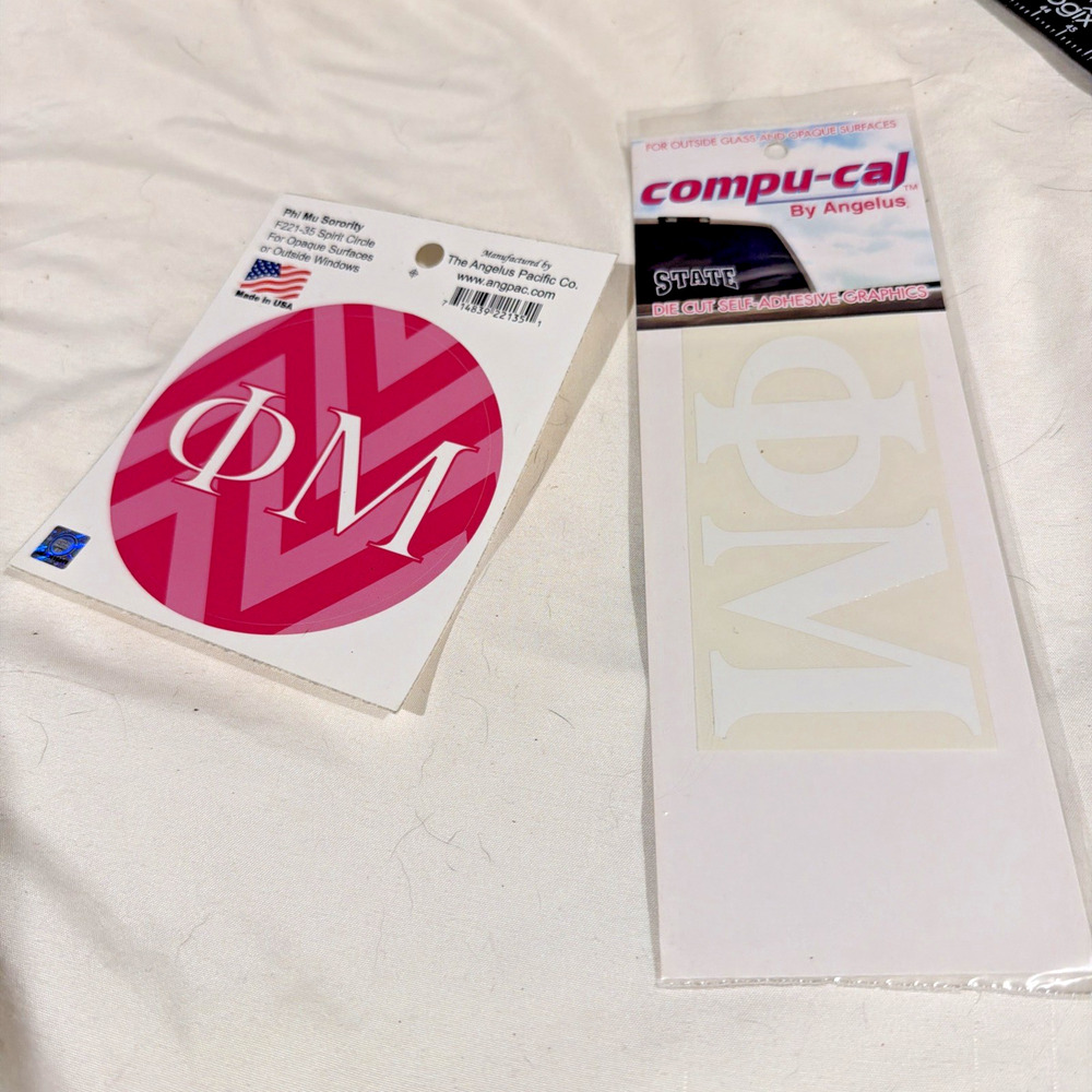 PHI MU Sorority Sticker Decal Bundle 2 PCS Lot Greek College University NEW